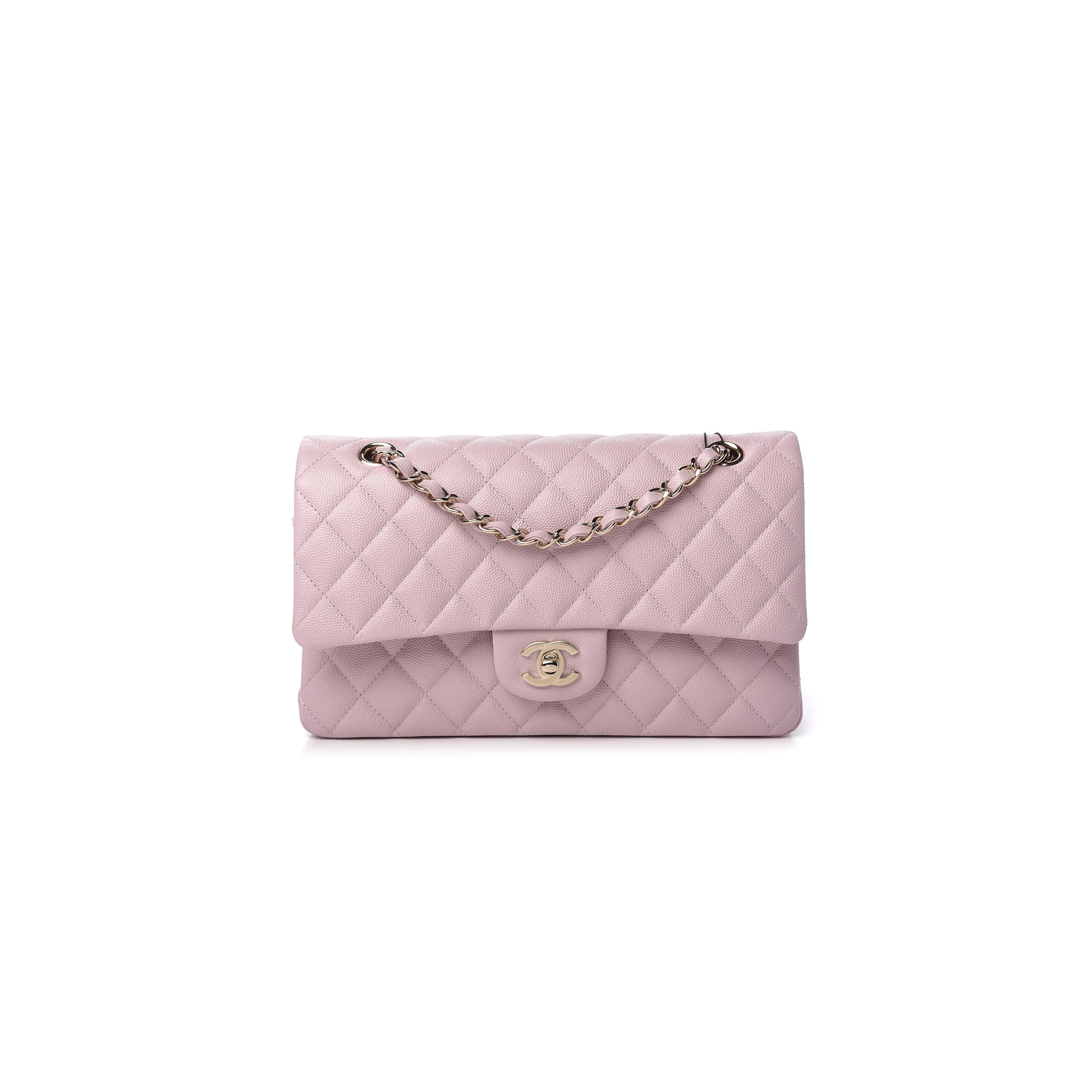 Ch*el caviar quilted medium double flap light pink (25.5*14*6.5cm)